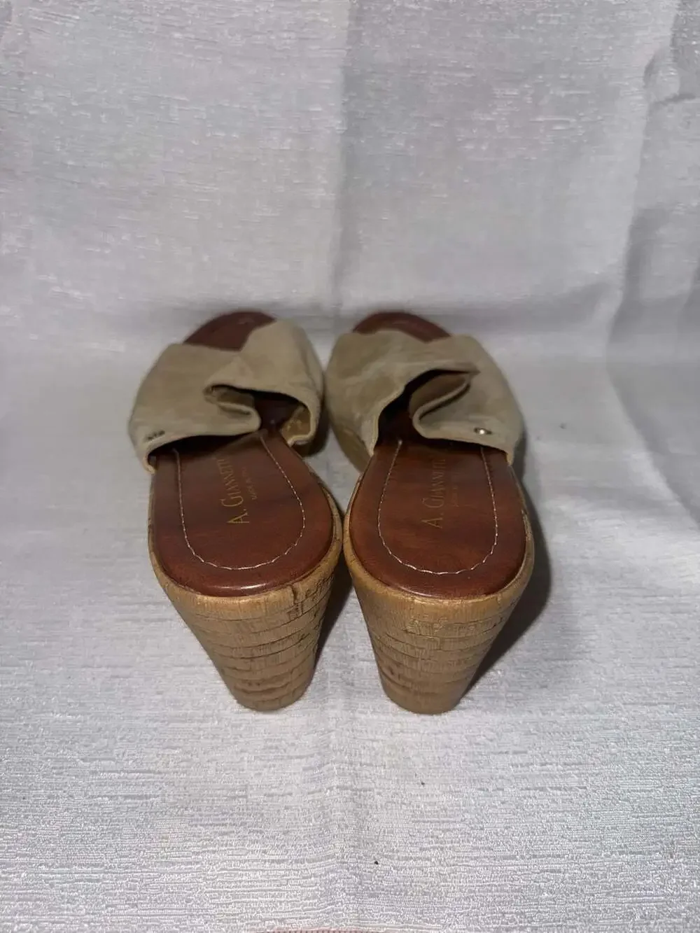 A. Giannetti Size 7.5 Women Suede Leather Wedge Sandals
